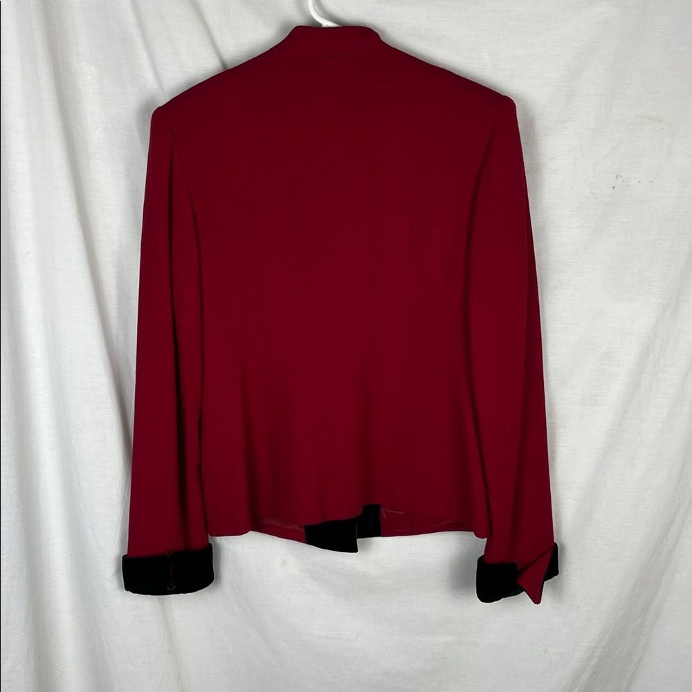 Vintage SOOO CRAZY Rina Ross Wool Red Button Up Brazer with Black Embellishments - Picture 6 of 9